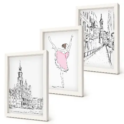 3-Piece Wall Art Set featuring stylish ballerinas and architecture
