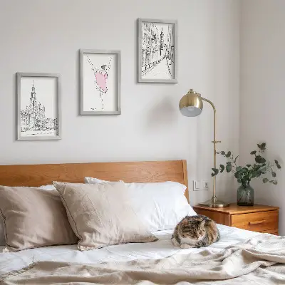 3-piece wall art set Stylish images of dancing ballerinas and architecture