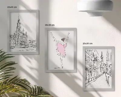 3-Piece Wall Art Set featuring stylish ballerinas and architecture
