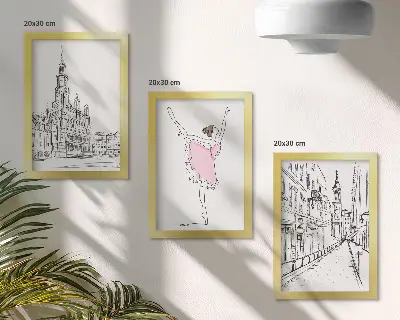 3-piece wall art set Stylish images of dancing ballerinas and architecture