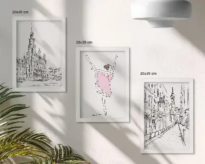 3-Piece Wall Art Set featuring stylish ballerinas and architecture