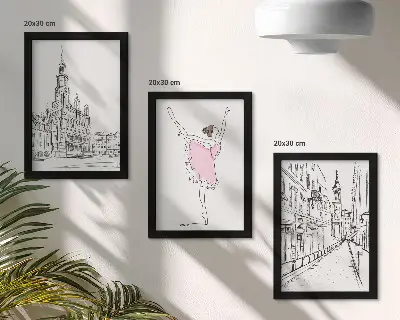 3-Piece Wall Art Set featuring stylish ballerinas and architecture