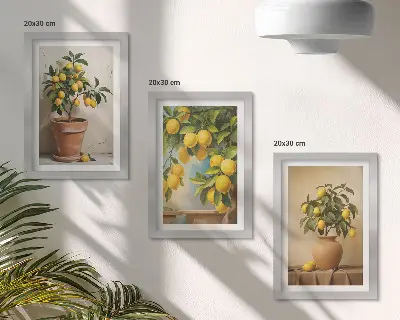 Lemon trees in pots and vases wall art 3-piece set