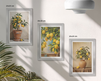 3-piece wall art set Lemon trees in pots and vases