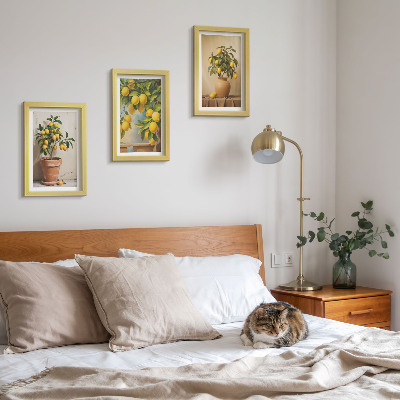 3-piece wall art set Lemon trees in pots and vases
