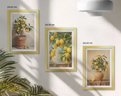 Lemon trees in pots and vases wall art 3-piece set
