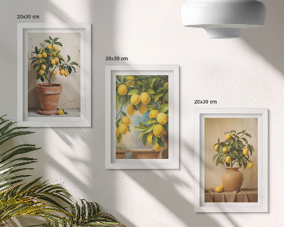 3-piece wall art set Lemon trees in pots and vases