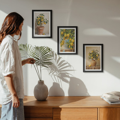 3-piece wall art set Lemon trees in pots and vases