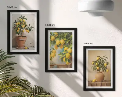 Lemon trees in pots and vases wall art 3-piece set