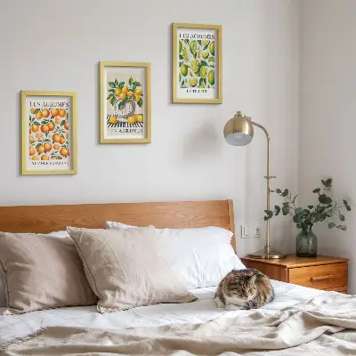 Photo frame wall set citrus fruits in various colorful and fresh designs