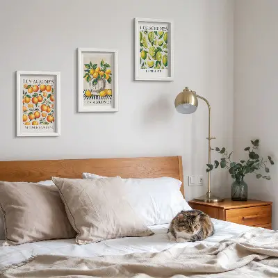 Photo frame wall set citrus fruits in various colorful and fresh designs