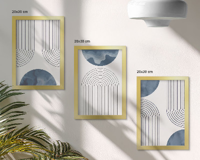 3-piece wall art set Abstract patterns in shades of blue and white
