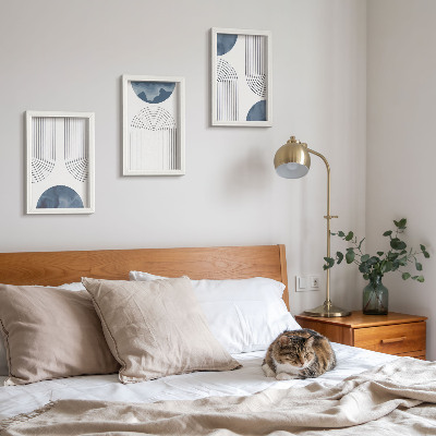 3-piece wall art set Abstract patterns in shades of blue and white
