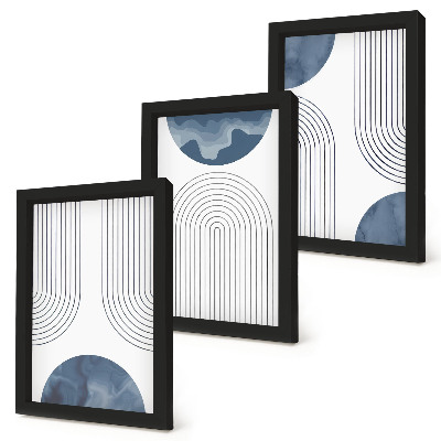3-piece wall art set Abstract patterns in shades of blue and white