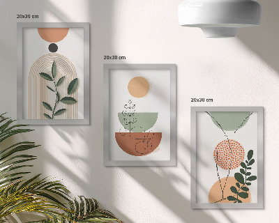Photo frame wall Abstract shapes with colorful plant motifs