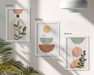Photo frame wall Abstract shapes with colorful plant motifs