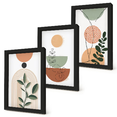 Photo frame wall Abstract shapes with colorful plant motifs