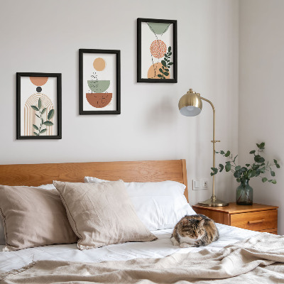 Photo frame wall Abstract shapes with colorful plant motifs