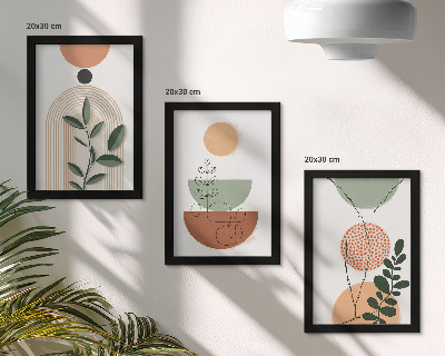 Photo frame wall Abstract shapes with colorful plant motifs