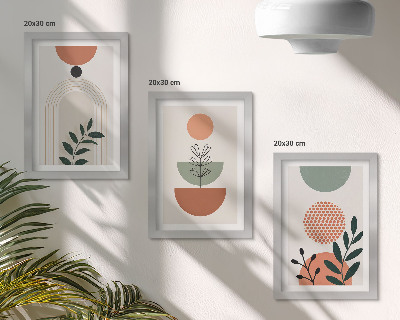 Framed triptych Plant motifs in modern shapes and colors