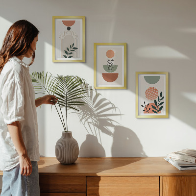 Framed triptych Plant motifs in modern shapes and colors