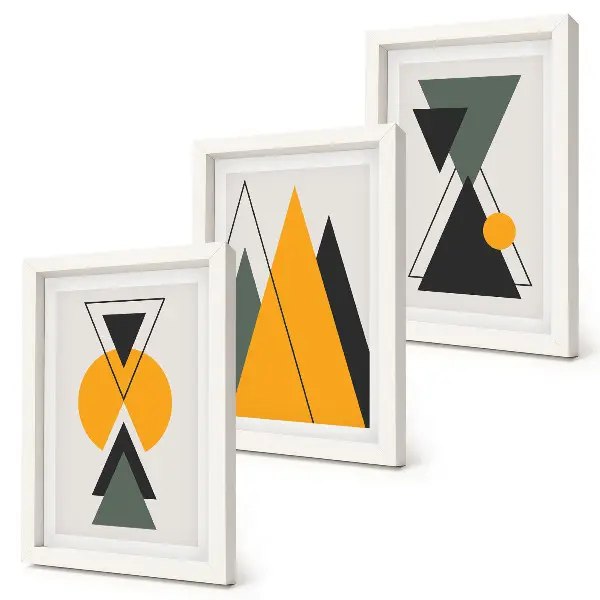 Photo frame wall gallery with abstract geometric shapes