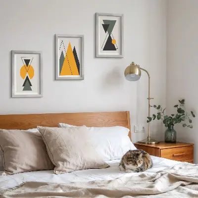 Photo frame wall gallery with abstract geometric shapes