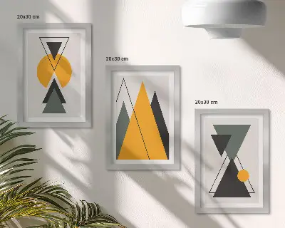 Photo frame wall gallery with abstract geometric shapes