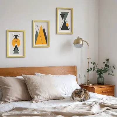 Photo frame wall gallery with abstract geometric shapes