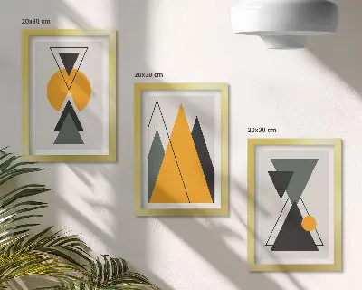 Photo frame wall gallery with abstract geometric shapes