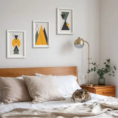 Photo frame wall gallery with abstract geometric shapes