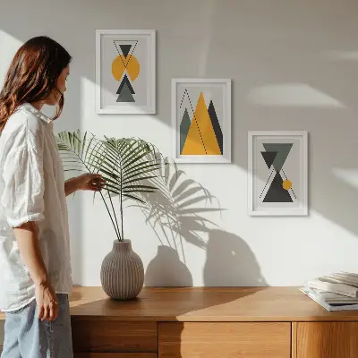 Photo frame wall gallery with abstract geometric shapes
