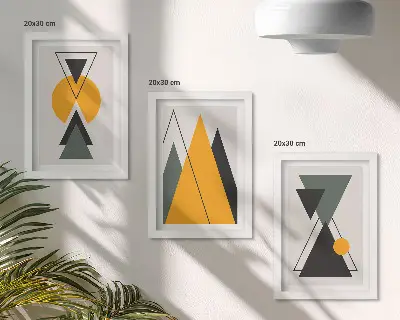 Photo frame wall gallery with abstract geometric shapes