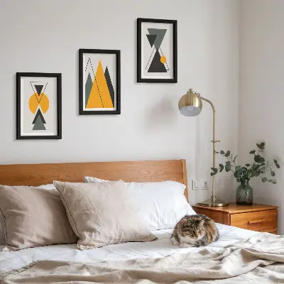 Photo frame wall gallery with abstract geometric shapes