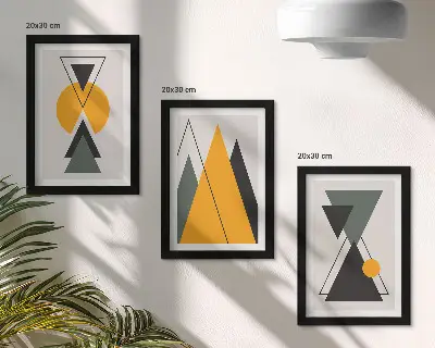 Photo frame wall gallery with abstract geometric shapes