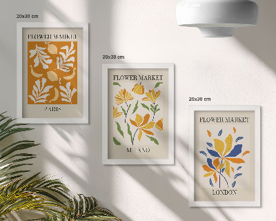 Framed triptych Floral Posters Paris Milan London
