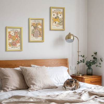3-piece wall art set Floral patterns from Amsterdam, Paris and London