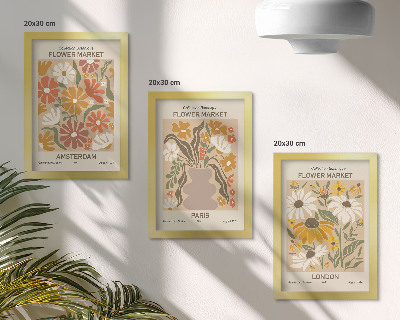 3-piece wall art set Floral patterns from Amsterdam, Paris and London