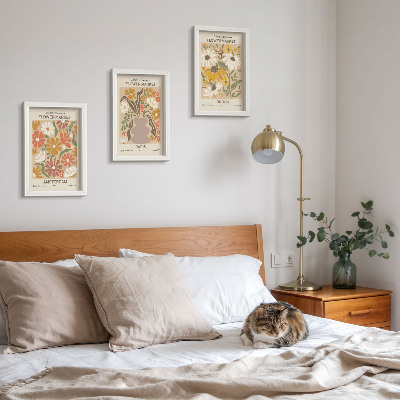 3-piece wall art set Floral patterns from Amsterdam, Paris and London