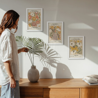 3-piece wall art set Floral patterns from Amsterdam, Paris and London