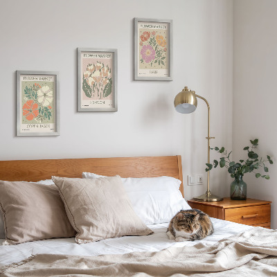 Framed triptych Floral Posters Copenhagen London Paris