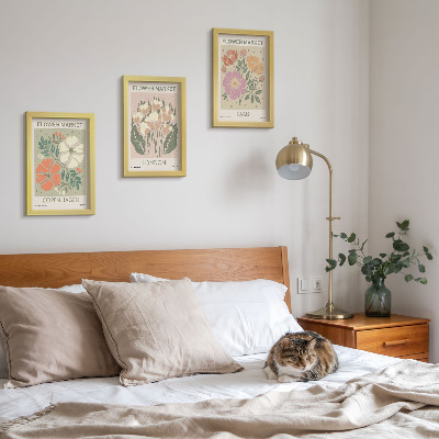 Framed triptych Floral Posters Copenhagen London Paris