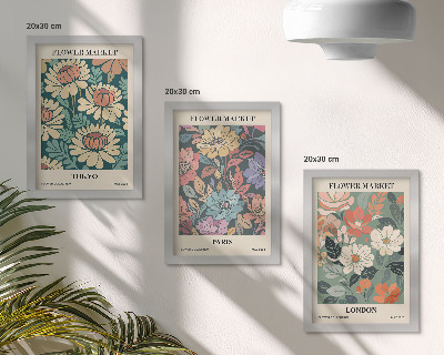 3-piece wall art set Flower Posters Tokyo Paris London