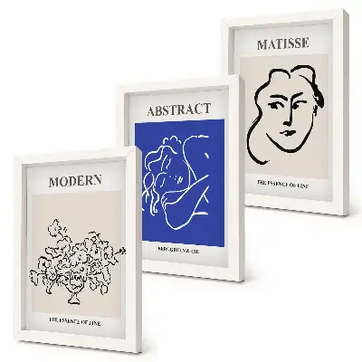 Framed triptych Posters in the modern and abstract style of Henri Matisse