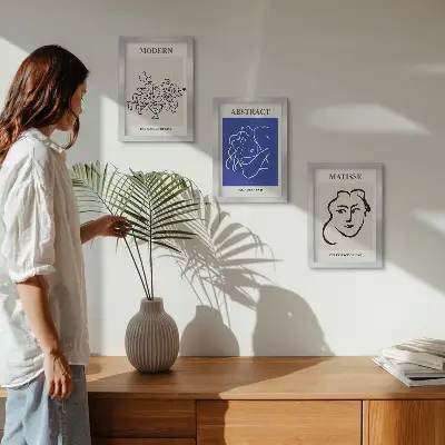 Framed triptych Posters in the modern and abstract style of Henri Matisse