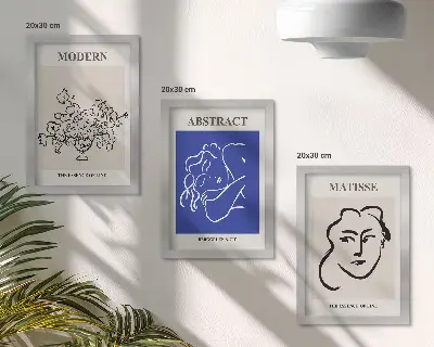 Henri Matisse abstract modern triptych posters with a framed finish