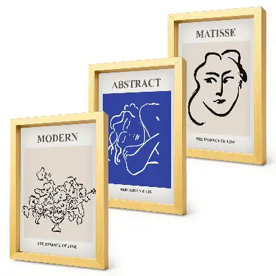 Framed triptych Posters in the modern and abstract style of Henri Matisse