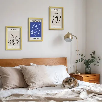 Framed triptych Posters in the modern and abstract style of Henri Matisse