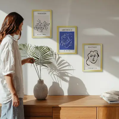 Henri Matisse abstract modern triptych posters with a framed finish
