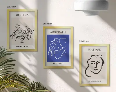 Henri Matisse abstract modern triptych posters with a framed finish